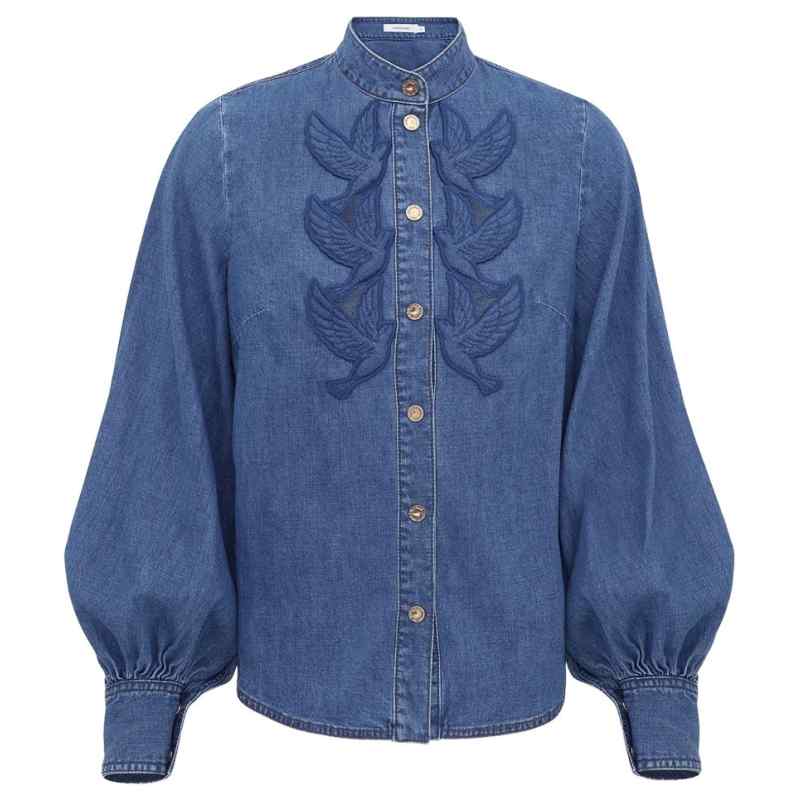 190185568-ss26-zimmermanncapsulepopup-8761ts26rbablu Zimmermann Denim applique shirt