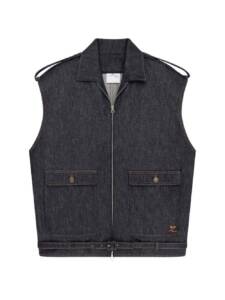 Courreges Denim sleeveless bomber jacket