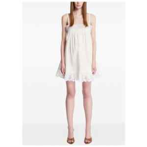 Saint Laurent Embroidered cotton mini dress