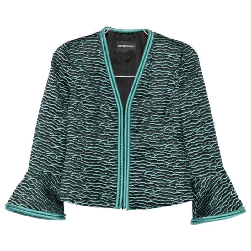 Emporio Armani Wave Pattern Zip-Front Jacket