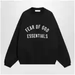 Fear of God Essentials Black cotton fleece sweatshirt with logo embroidery