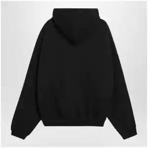 Fear of God Essentials Black cotton fleece hoodie with logo embroidery
