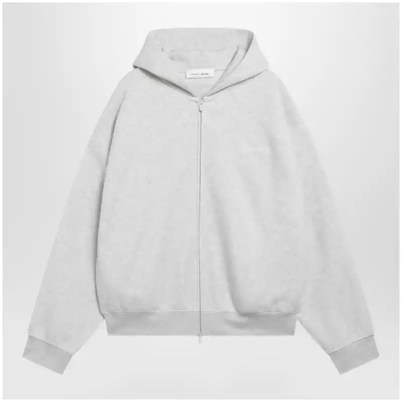 Fear of God Essentials Light grey mélange cotton fleece zip-up sweatshirt