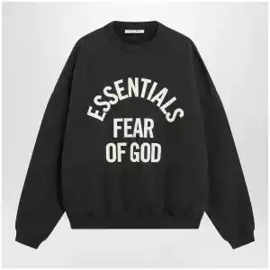 Fear of God Essentials Black cotton crewneck sweatshirt