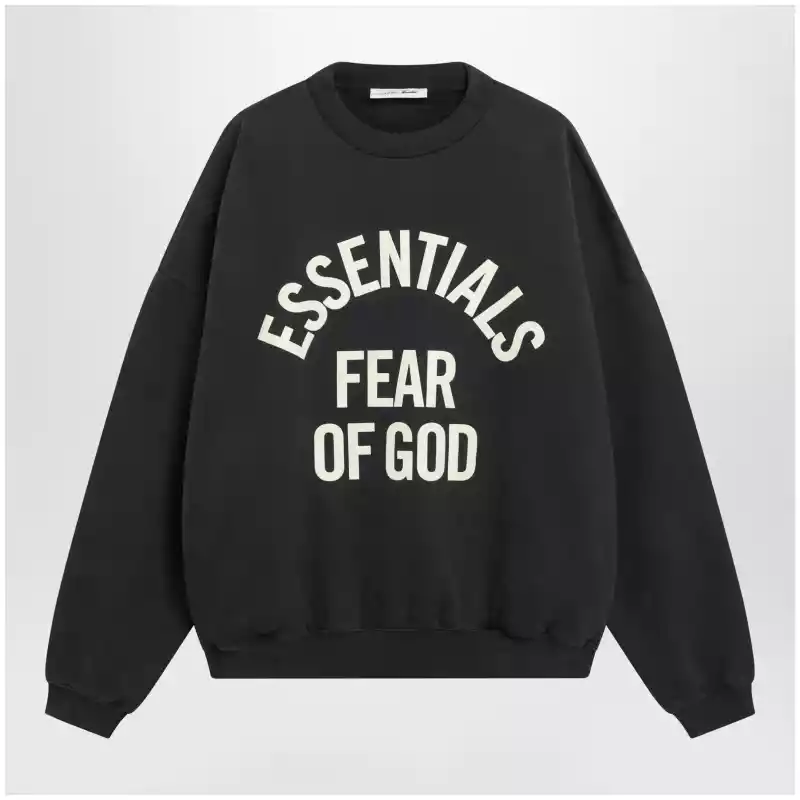 Fear of God Essentials Black cotton crewneck sweatshirt