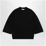 Fear of God Essentials Signature 90s-style knit 3/4-sleeve polo in black