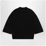 Fear of God Essentials Signature 90s-style knit 3/4-sleeve polo in black