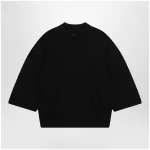 Fear of God Essentials Signature 90s-style knit 3/4-sleeve polo in black