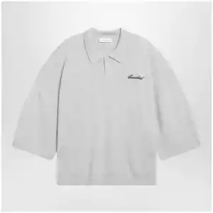Fear of God Essentials Signature knit polo with 3/4 sleeves in mélange beige