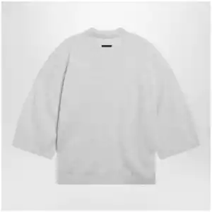 Fear of God Essentials Signature knit polo with 3/4 sleeves in mélange beige