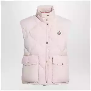 Moncler Biois padded vest pink with geometric quilting