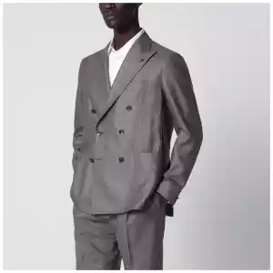 Tagliatore Grey silk and wool double-breasted jacket