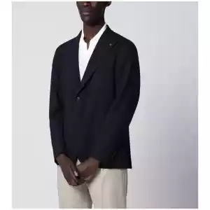 Tagliatore Single-breasted blue textured wool jacket
