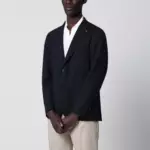 Tagliatore Single-breasted blue textured wool jacket