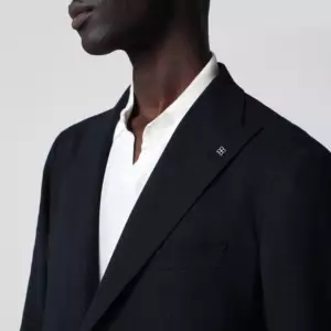 Tagliatore Single-breasted blue textured wool jacket