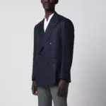 Tagliatore Double-breasted blue linen jacket