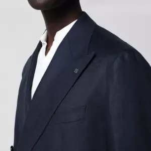 Tagliatore Double-breasted blue linen jacket