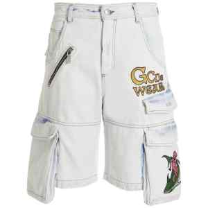 Gcds Bleached Embroidered Ultracargo Bermuda Shorts