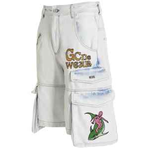 Gcds Bleached Embroidered Ultracargo Bermuda Shorts