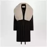 Dries Van Noten Black coat with removable neckline