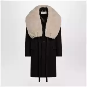 Dries Van Noten Black coat with removable neckline