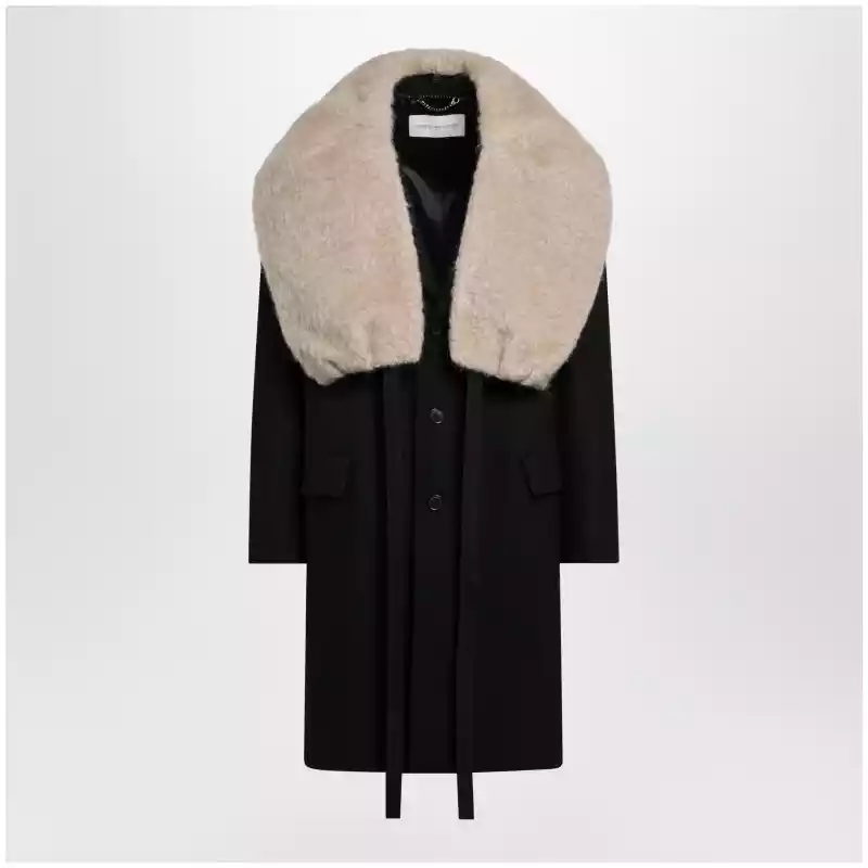 202312216_R_DRVNO-900.x Dries Van Noten Black coat with removable neckline