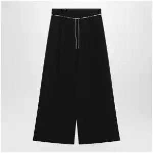Dries Van Noten Wide-leg black wool trousers
