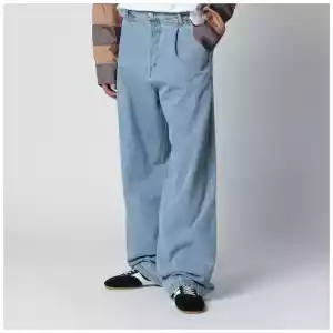 Dries Van Noten Light blue wide-leg jeans with pleats