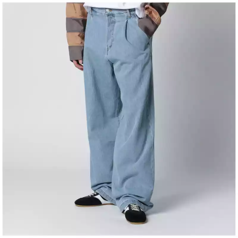 Dries Van Noten Light blue wide-leg jeans with pleats