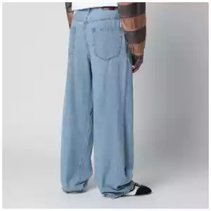 Dries Van Noten Light blue wide-leg jeans with pleats