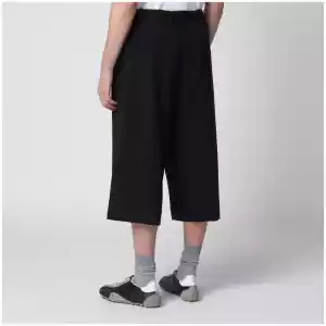 Dries Van Noten Black cropped wide trousers in wool blend