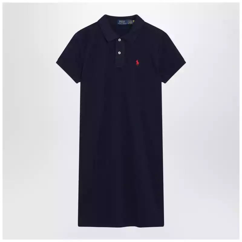Polo Ralph Lauren Mini abito a polo in cotone blu navy
