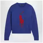 Polo Ralph Lauren Purplish blue sweater with logo intarsia