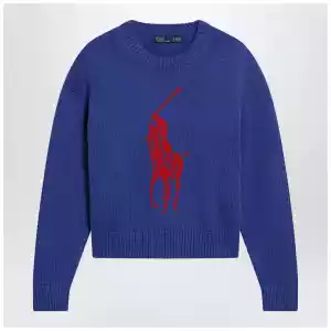 Polo Ralph Lauren Purplish blue sweater with logo intarsia