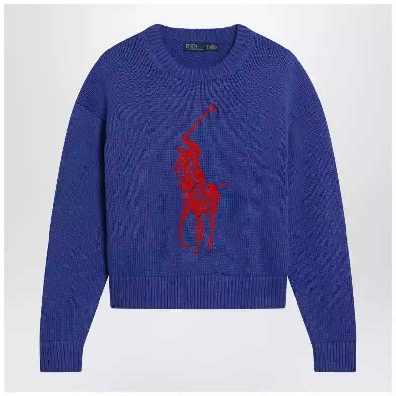 Polo Ralph Lauren Purplish blue sweater with logo intarsia