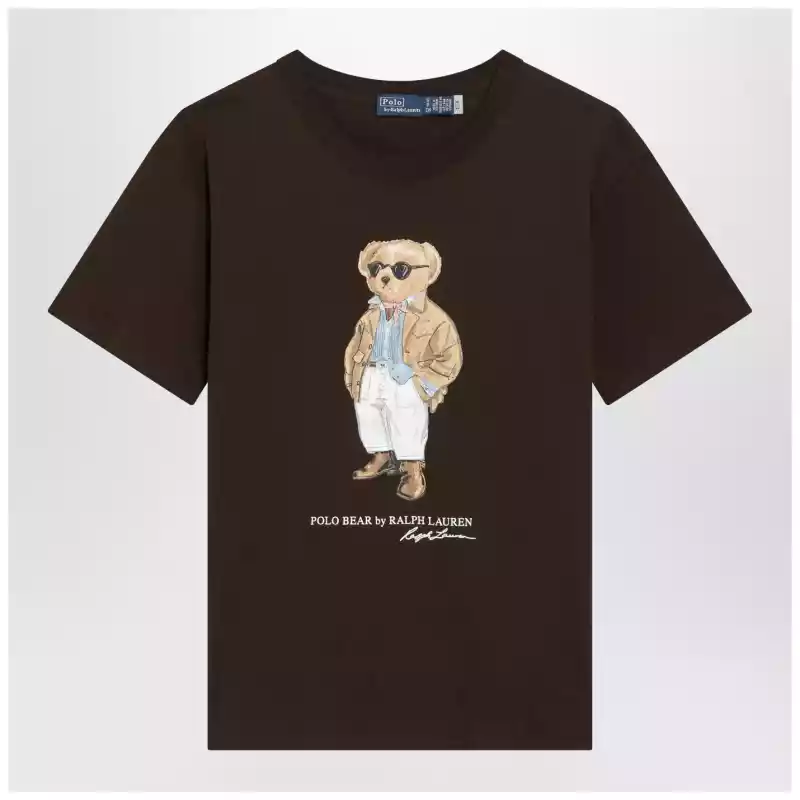 Polo Ralph Lauren Brown cotton jersey Polo Bear T-shirt