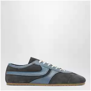 Dries Van Noten Steel grey leather and suede sneakers