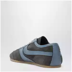 Dries Van Noten Steel grey leather and suede sneakers