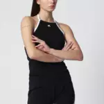 Courreges Courrèges Halter-neck jersey tank top in cotton, black