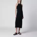 Courreges Courrèges Long halterneck jersey dress in cotton, black