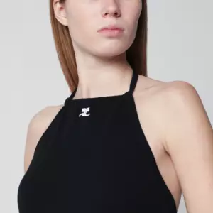Courreges Courrèges Long halterneck jersey dress in cotton, black