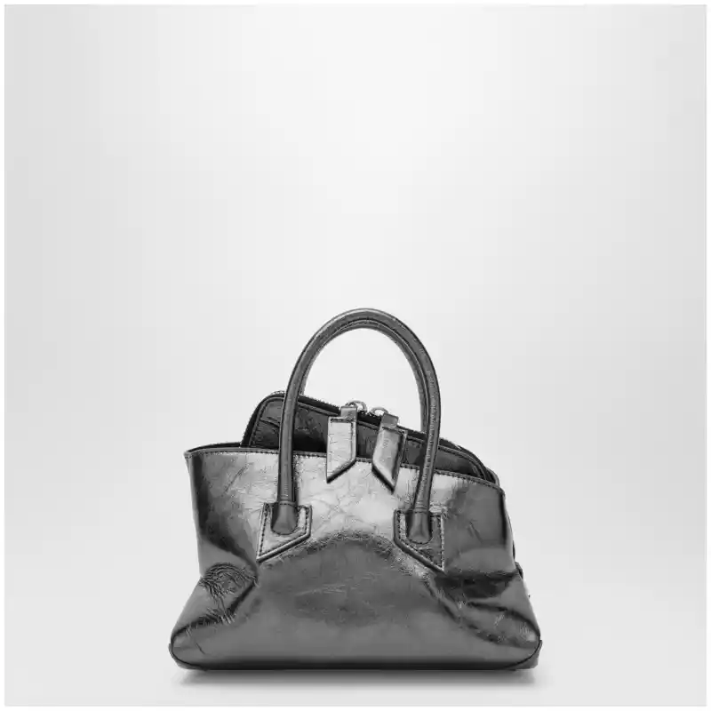 260WAH00063LBT070AA_S_ATTIC-233.a-1 The Attico La Passeggiata Mini dark grey cracked laminated leather bag
