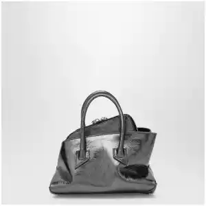 The Attico La Passeggiata Mini dark grey cracked laminated leather bag