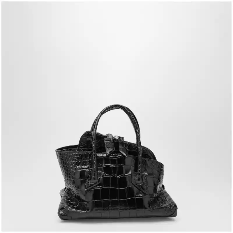 260WAH00063LBT155PR_S_ATTIC-100.a-1 The Attico La Passeggiata Mini black crocodile-print leather bag