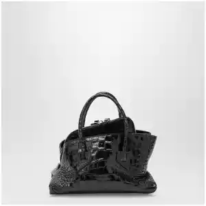 The Attico La Passeggiata Mini black crocodile-print leather bag