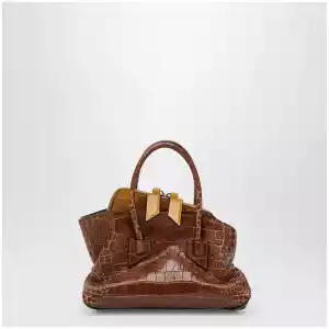 The Attico La Passeggiata Mini shaded brown crocodile-print leather bag