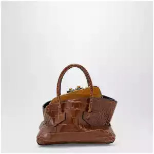 The Attico La Passeggiata Mini shaded brown crocodile-print leather bag