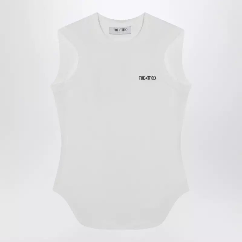 The Attico White tank top with shaped hem