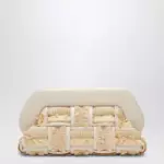 THEMOIRè Tia clutch in butter color with raffia inserts