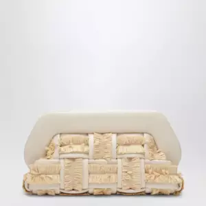 THEMOIRè Tia clutch in butter color with raffia inserts